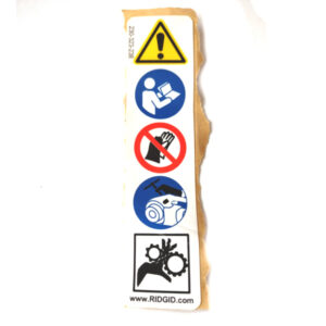 Ridgid 47103 WARNING DECAL